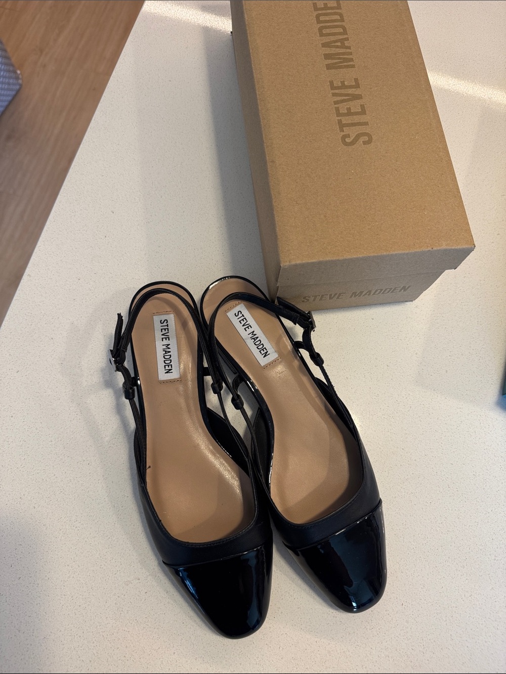 Steve Madden Black Patent Slingback Mules shoes women’s